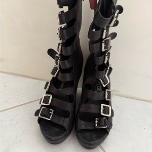 Jeffrey Campbell Potion Black Ankle Boots with Buckles